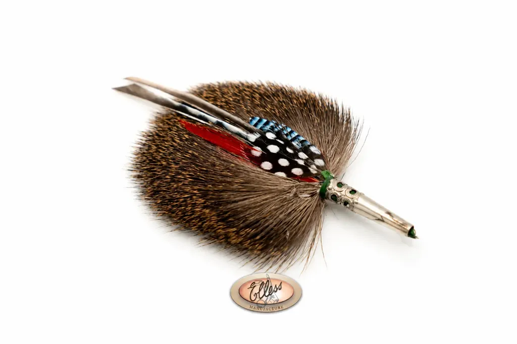 26288 - Broche - Plumes sur peau de cerf - Moyenne
