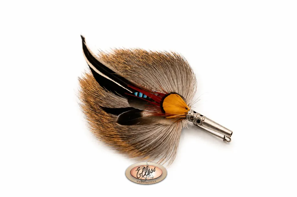 28488 - Broche - Plumes sur peau de cerf - Grande