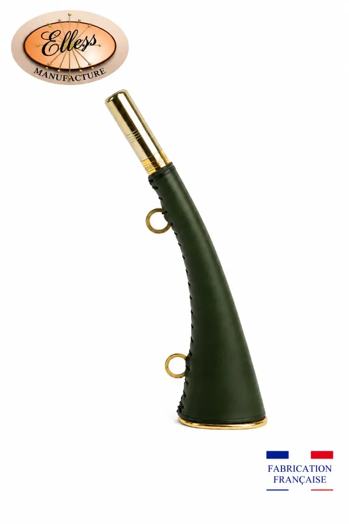 172/3V - Trompe Plate Gainée Vert - 22cm - "ARTEMIS 22" - Embout Moyen