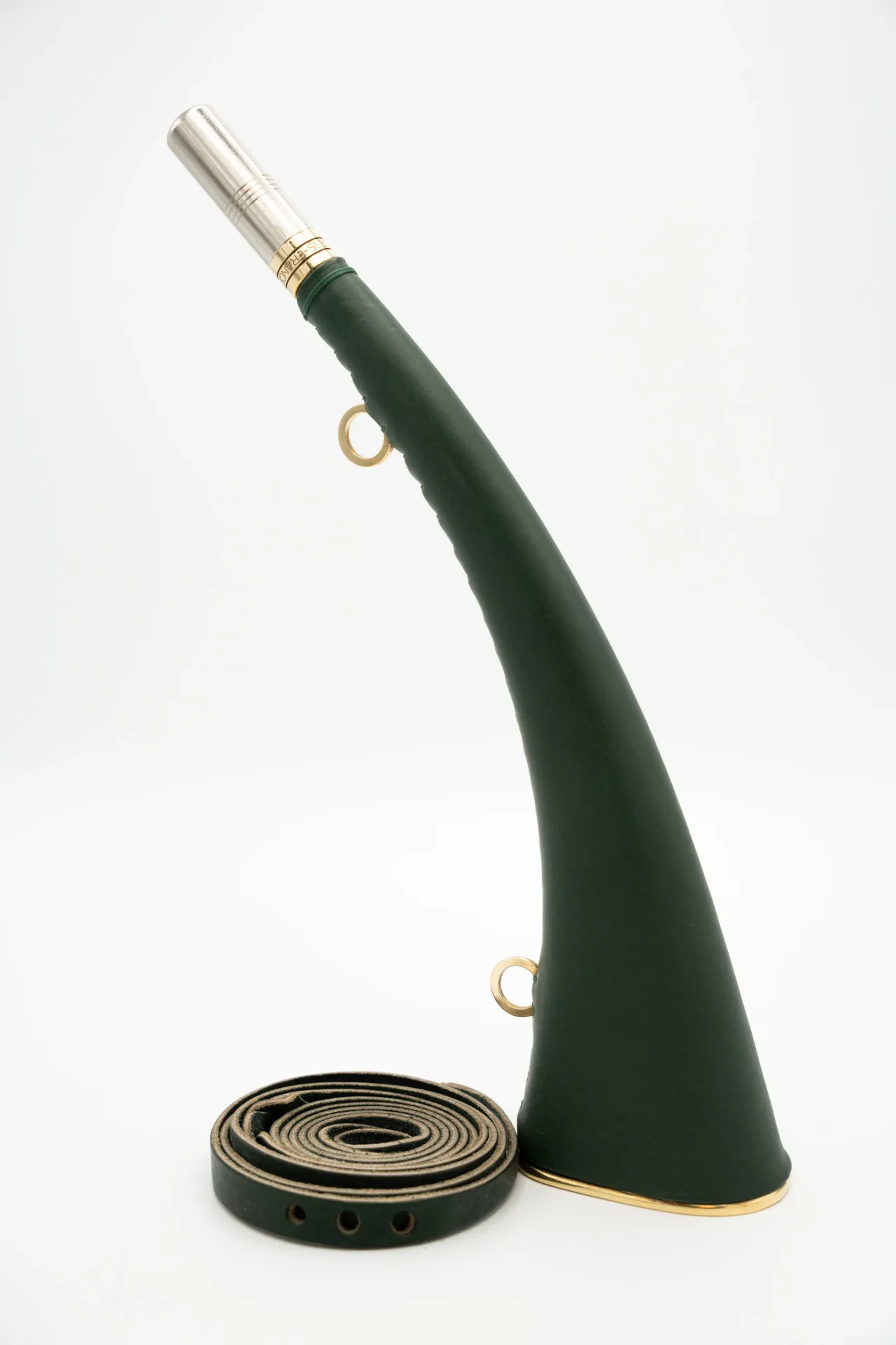 173/3V - Trompe Plate Gainée Vert - 25cm - "ARTEMIS 25" - Embout Moyen