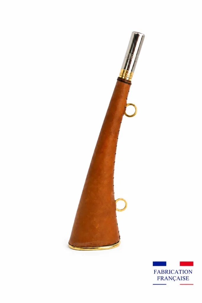175/3M- Trompe Plate Gainée Marron - 31 cm - "ARTEMIS 31" - Embout Moyen
