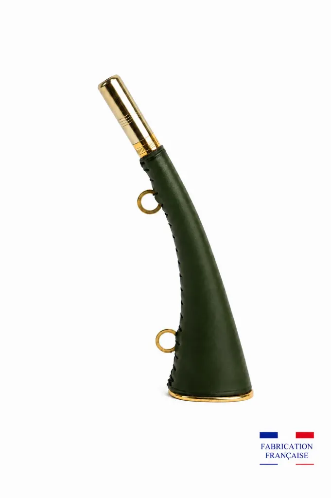 175/3V - Trompe Plate Gainée Vert - 31 cm - "ARTEMIS 31" - Embout Moyen