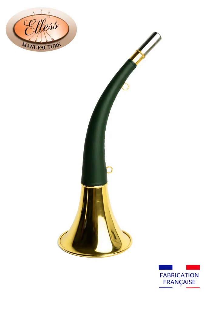 166/3V - Trompe à Pavillon Gainée Vert - 45 cm - "DIANE 45 Luxe" - Embout Magnum