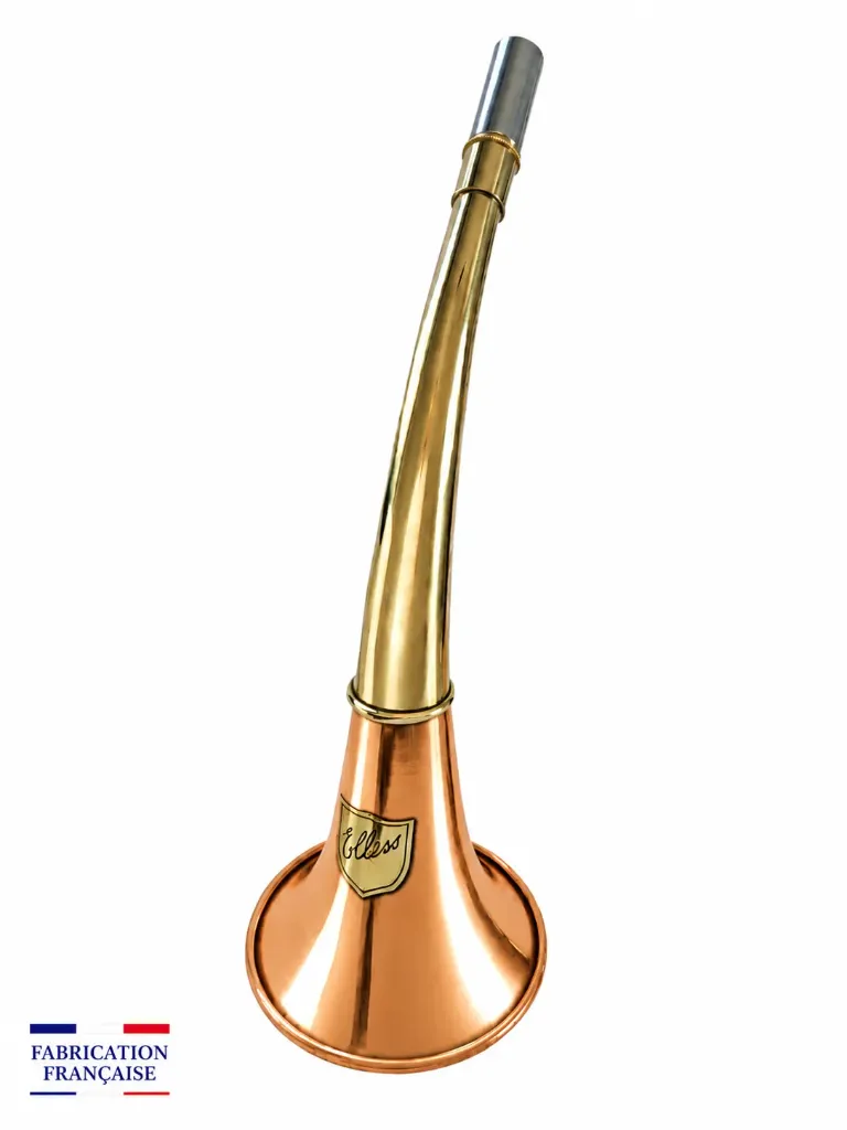 165/6 C - Trompe Ronde Cintrée Pavillon Cuivre 40 cm polie "DIANE 40C" - Embout Magnum - NOUVEAUTE 2026 (*)