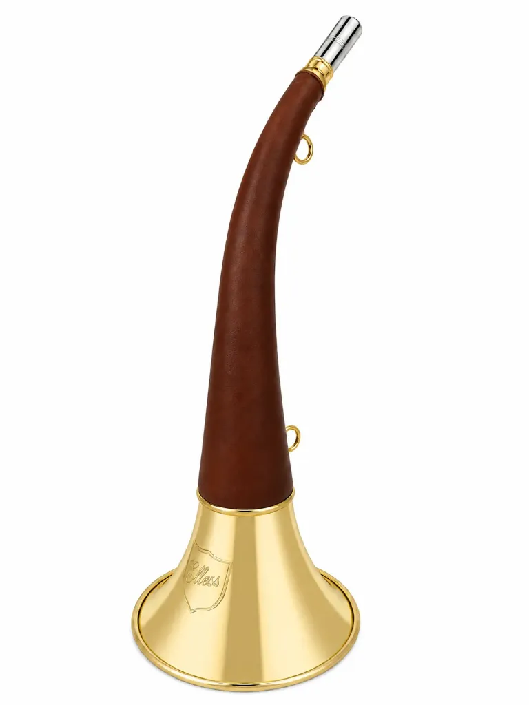 165 - Trompe Ronde Cintrée Pavillon 40 cm polie "DIANE 40 LUXE Marron" - Embout Moyen