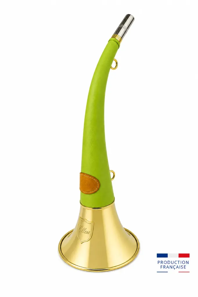 165 VC - Trompe Ronde Cintrée Pavillon 40 cm polie "DIANE 40 LUXE Vert  clair" - Embout Moyen - (*) - NOUVEAUTE 2026