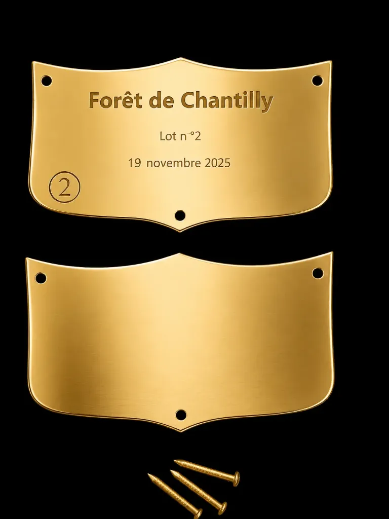 P02 - Plaque laiton vierge pour écusson à Graver - 70*40*1mm- (Livrée avec clous)