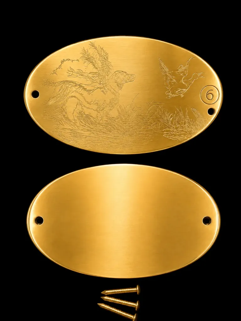 P06 - Plaque laiton vierge pour écusson à Graver - 70*40*1mm- (Livrée avec clous)