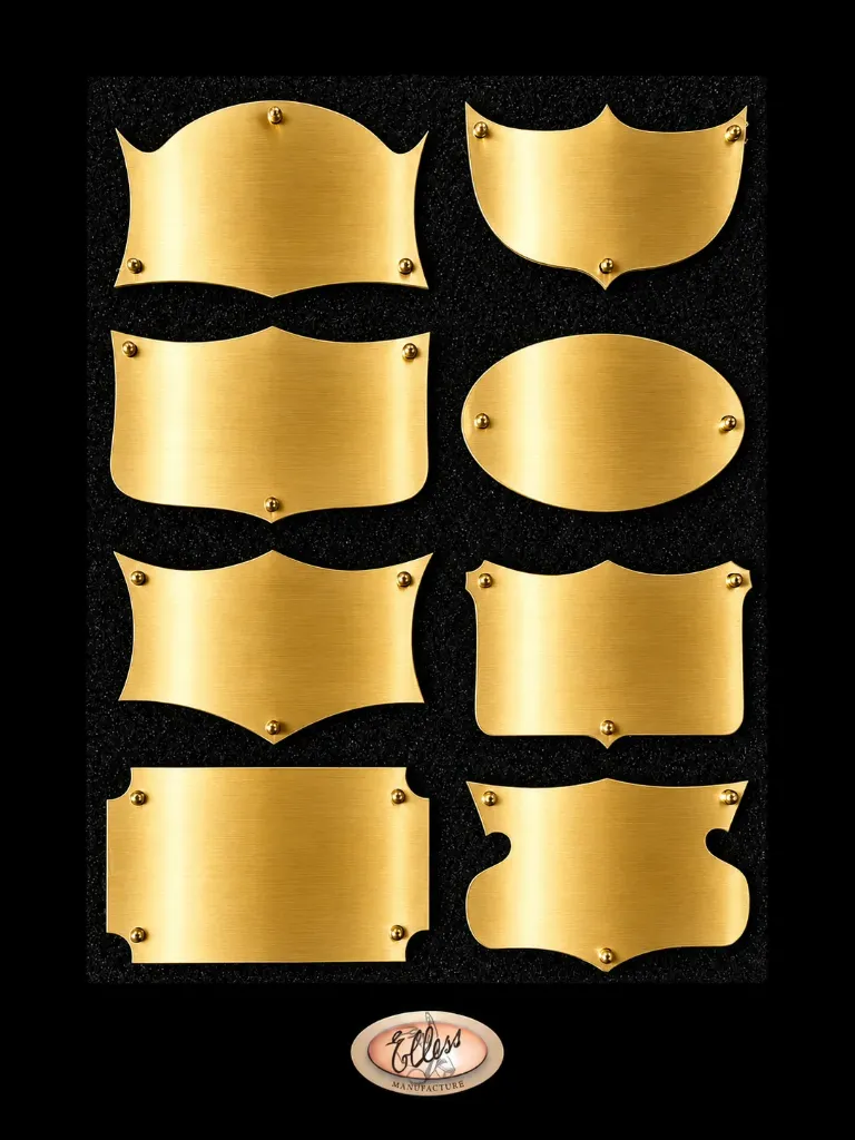 P/X8 - KIT 8 Plaques laiton vierges pour écusson à Graver - 70*40*1mm- (Livrée avec clous)