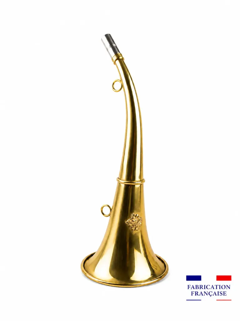 165/Décor Sanglier - Trompe Ronde Cintrée 40 cm  "ROYALE SANGLIER" - Embout Moyen